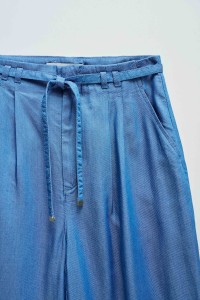 CROPPED SLIM BAGGY TROUSERS IN LIGHTDENIM