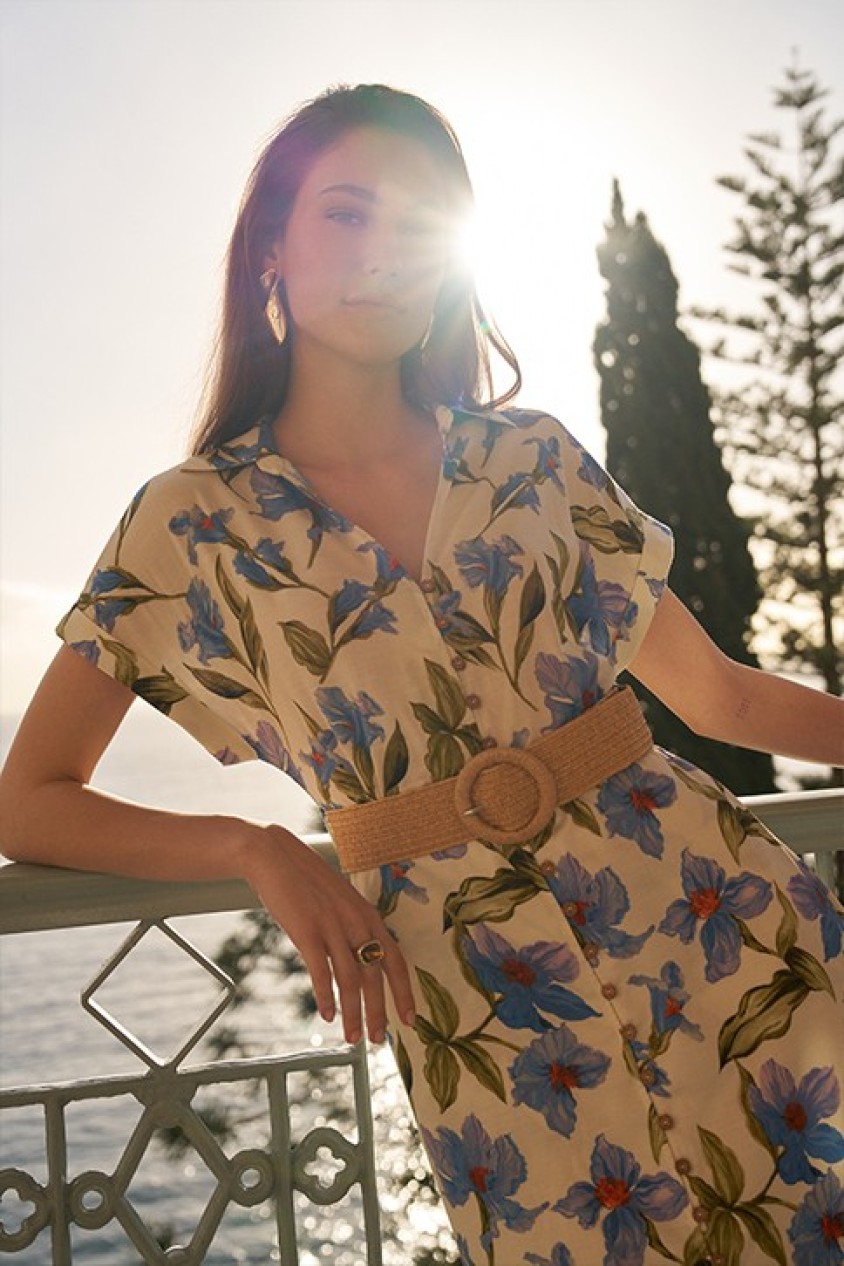 SHIRT DRESS WITH FLORAL PATTERN