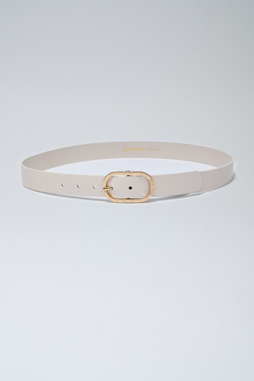 LEATHER BELT WITH METALLIC BUCKLE