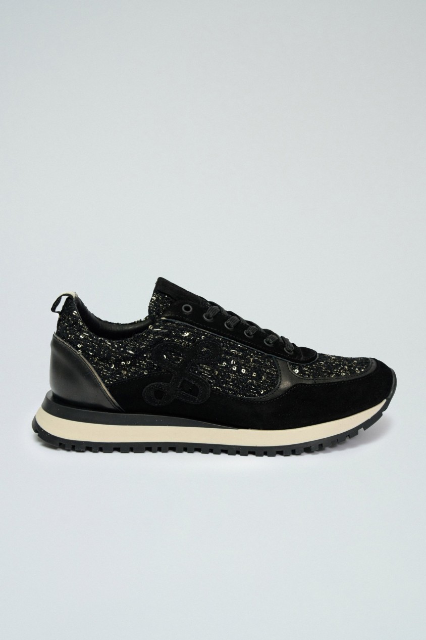 LEATHER AND TWEED TRAINERS
