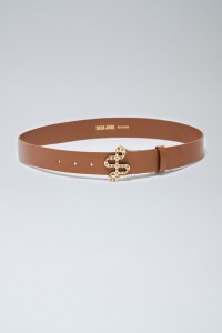 LEATHER BELT WITH SHINY BUCKLE
