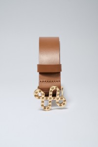 LEATHER BELT WITH SHINY BUCKLE