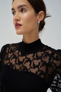 HIGH NECK TOP WITH LACE DETAILS