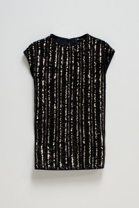 TOP EN VELOURS  PAILLETTES DORES