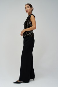 TOP EN VELOURS  PAILLETTES DORES