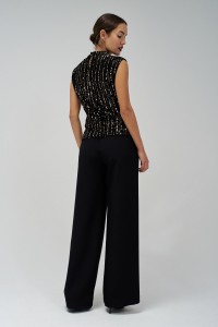 TOP EN VELOURS  PAILLETTES DORES