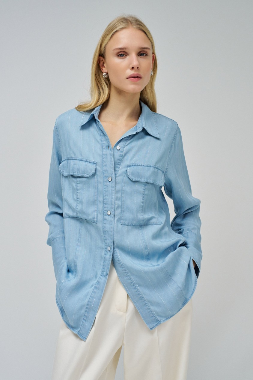 LIGHTDENIM SHIRT WITH SHINE