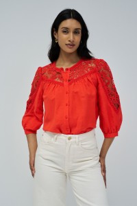 LINEN SHIRT WITH LACE