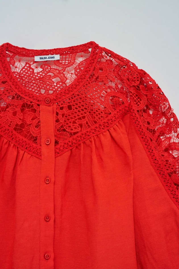 CAMISA DE LINO CON ENCAJE