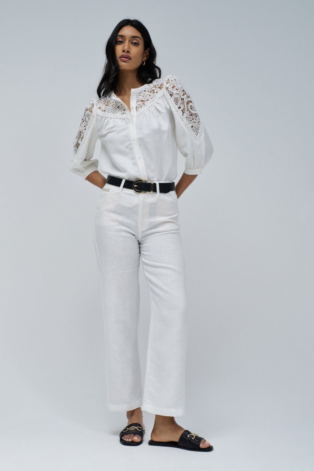 CAMISA DE LINHO COM RENDA