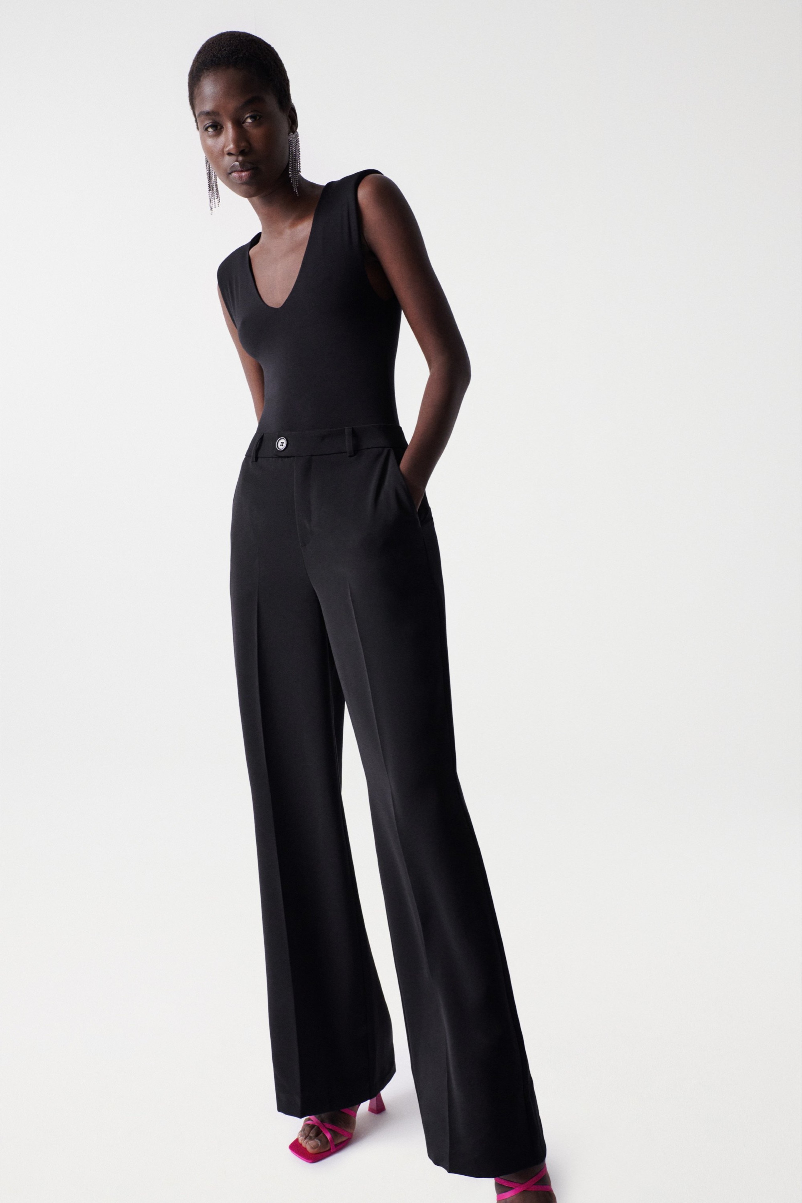 Pantalon évasé Femme Salsa Noir - Taille S - Neuf Avec étiquettes - Style Soirée