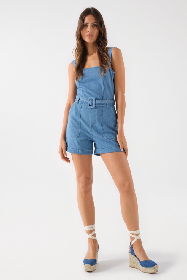 OVERALL LIGHTDENIM MIT GÜRTEL