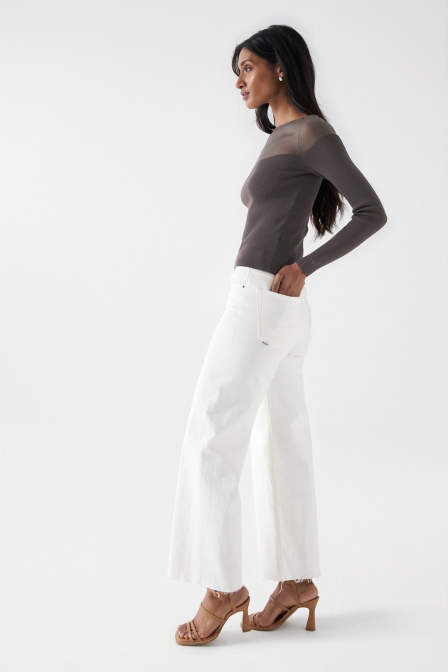 TOP WITH SEE-THROUGH NECK AND SLEEVES