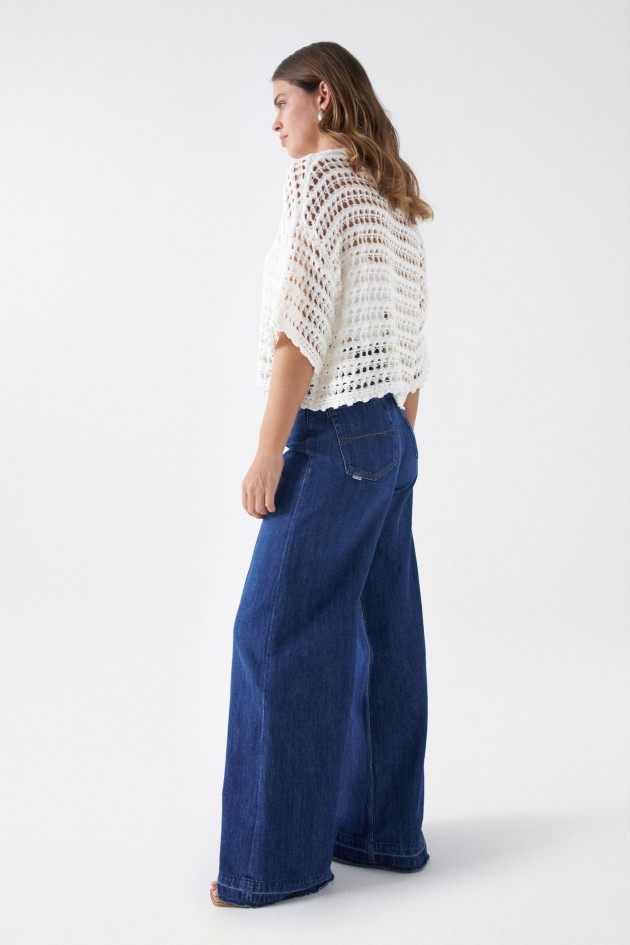 T-SHIRT EN MAILLE TRICOT DE STYLE MACRAMÉ