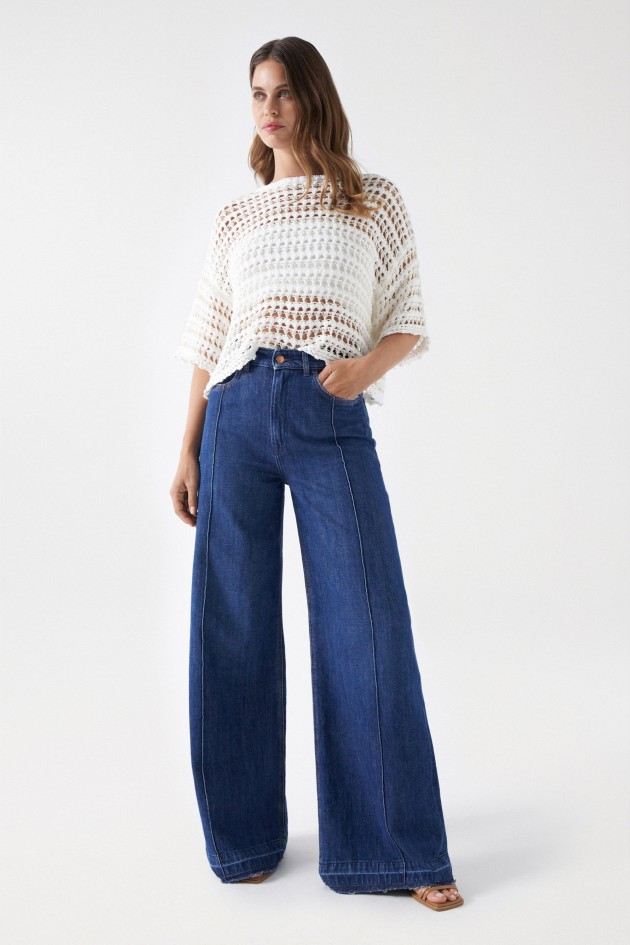 T-SHIRT EN MAILLE TRICOT DE STYLE MACRAMÉ