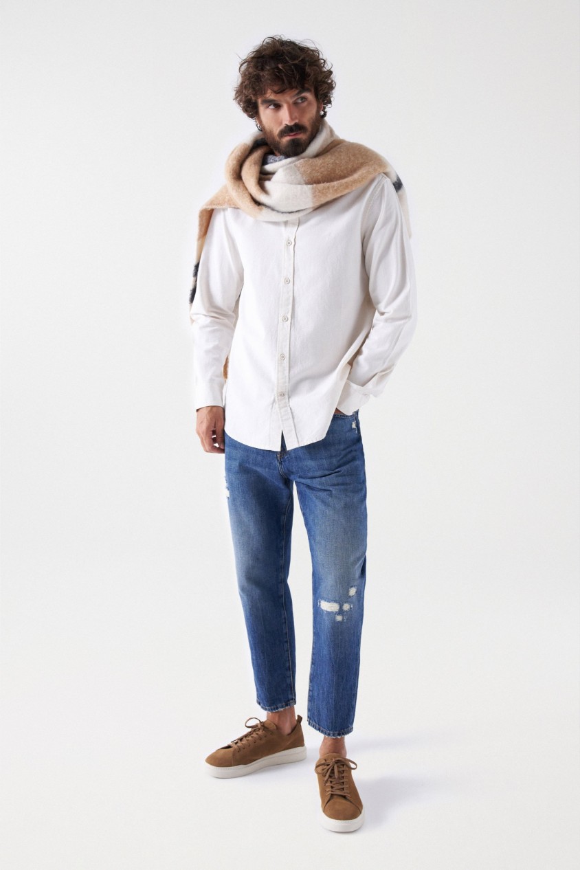 TAPERED-JEANS IM DESTROYED-LOOK