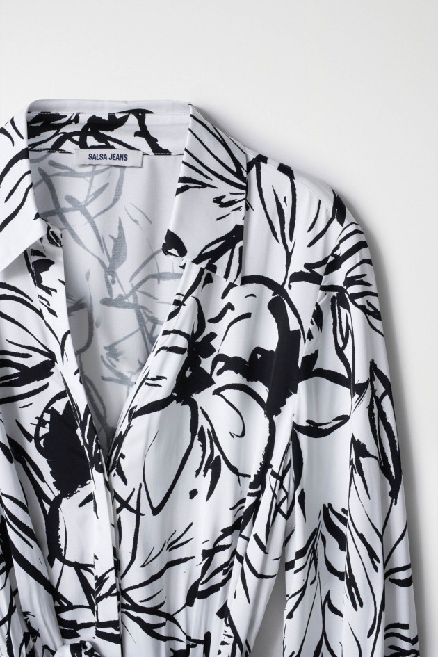 ROBE SATINÉE MIDI IMPRIMÉE