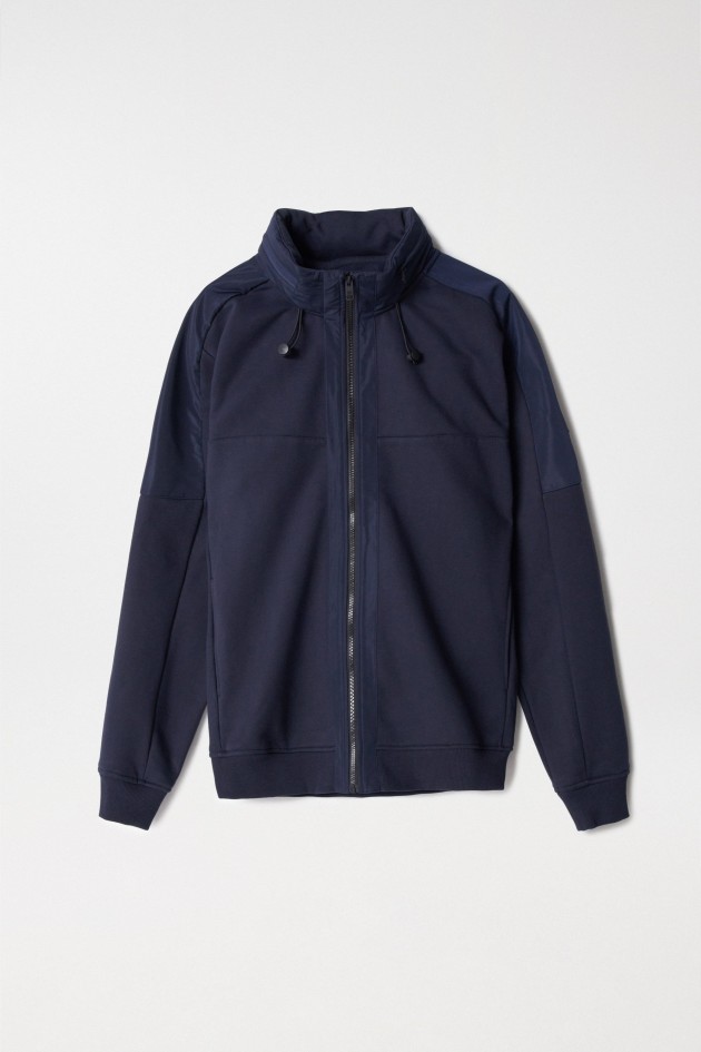 SWEATSHIRT COM FECHO DE CORRER E DETALHES EM TECIDO TÉCNICO