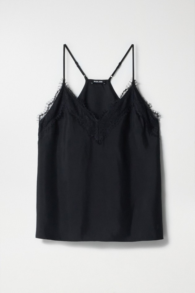 TOP EN SATIN AVEC DÉTAILS EN DENTELLE