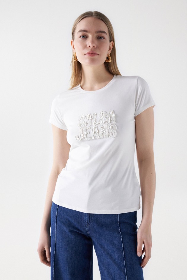 T-SHIRT AVEC LOGO SALSA ET PERLES