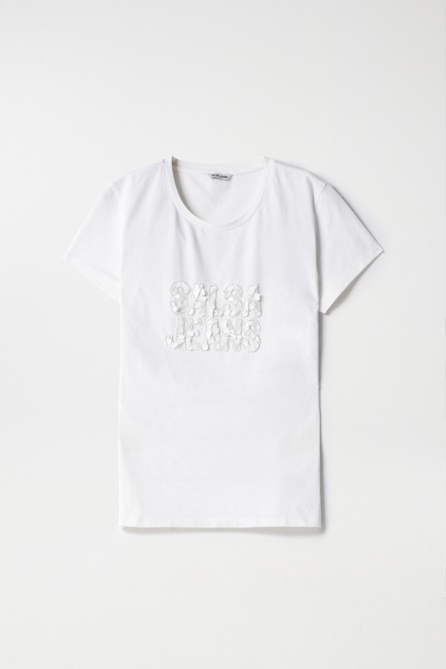T-SHIRT AVEC LOGO SALSA ET PERLES