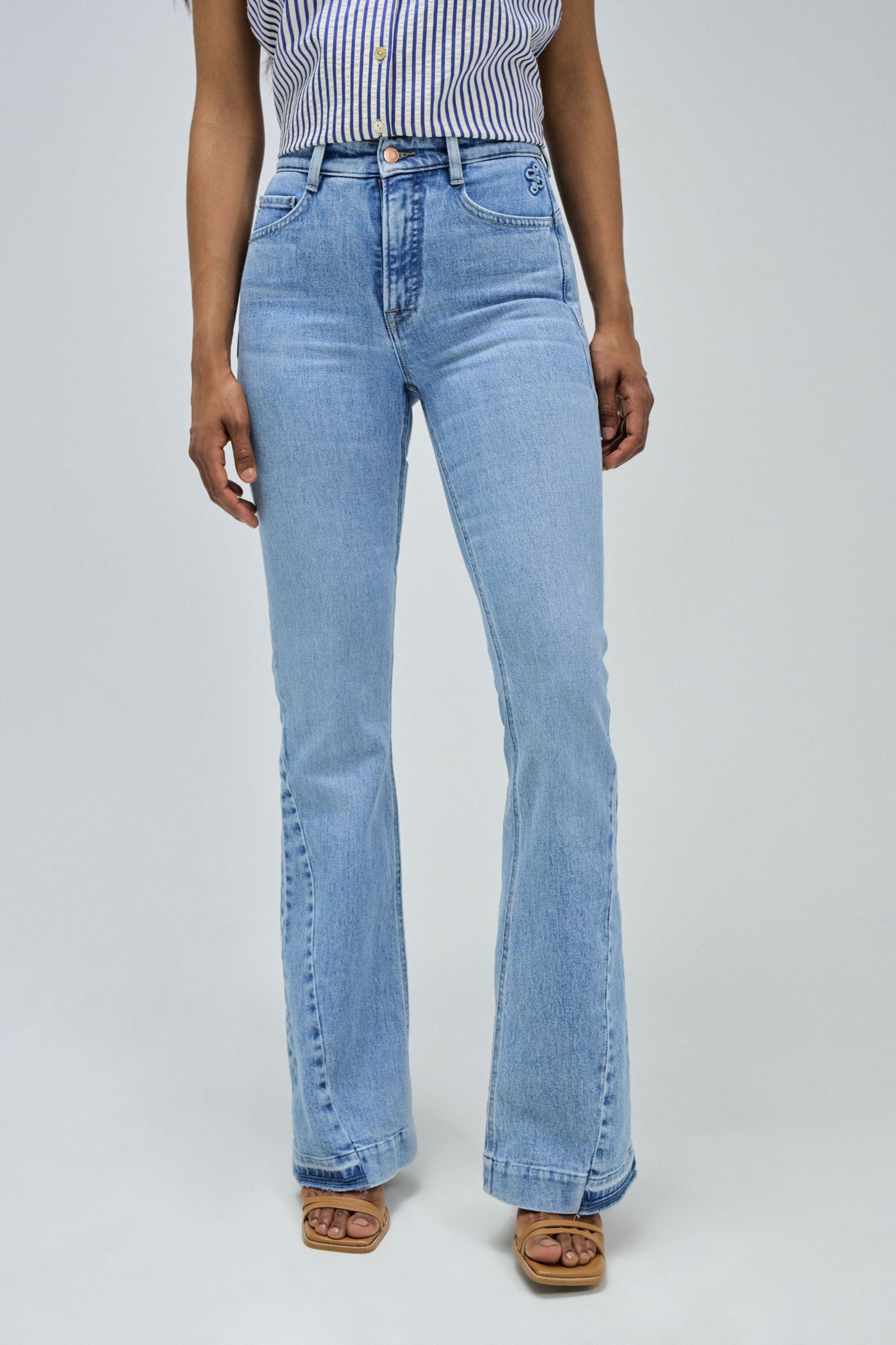 FAITH PUSH IN FLARE WITH HEM DETAIL JEANS