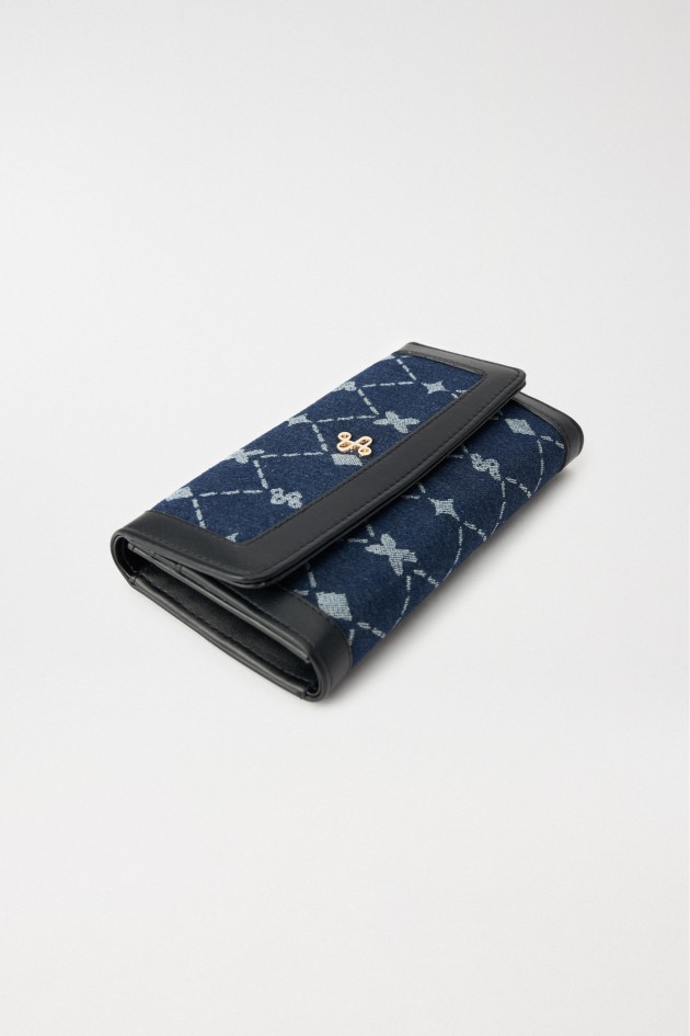 CARTEIRA COM PADRÃO EM DENIM