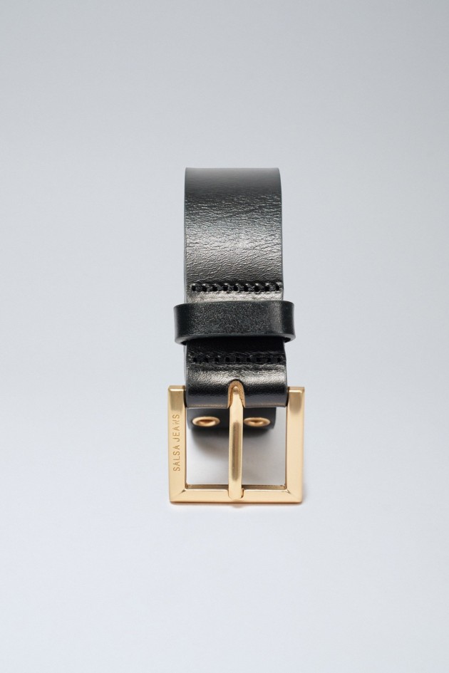 CEINTURE EN CUIR PERFORÉ NOIR