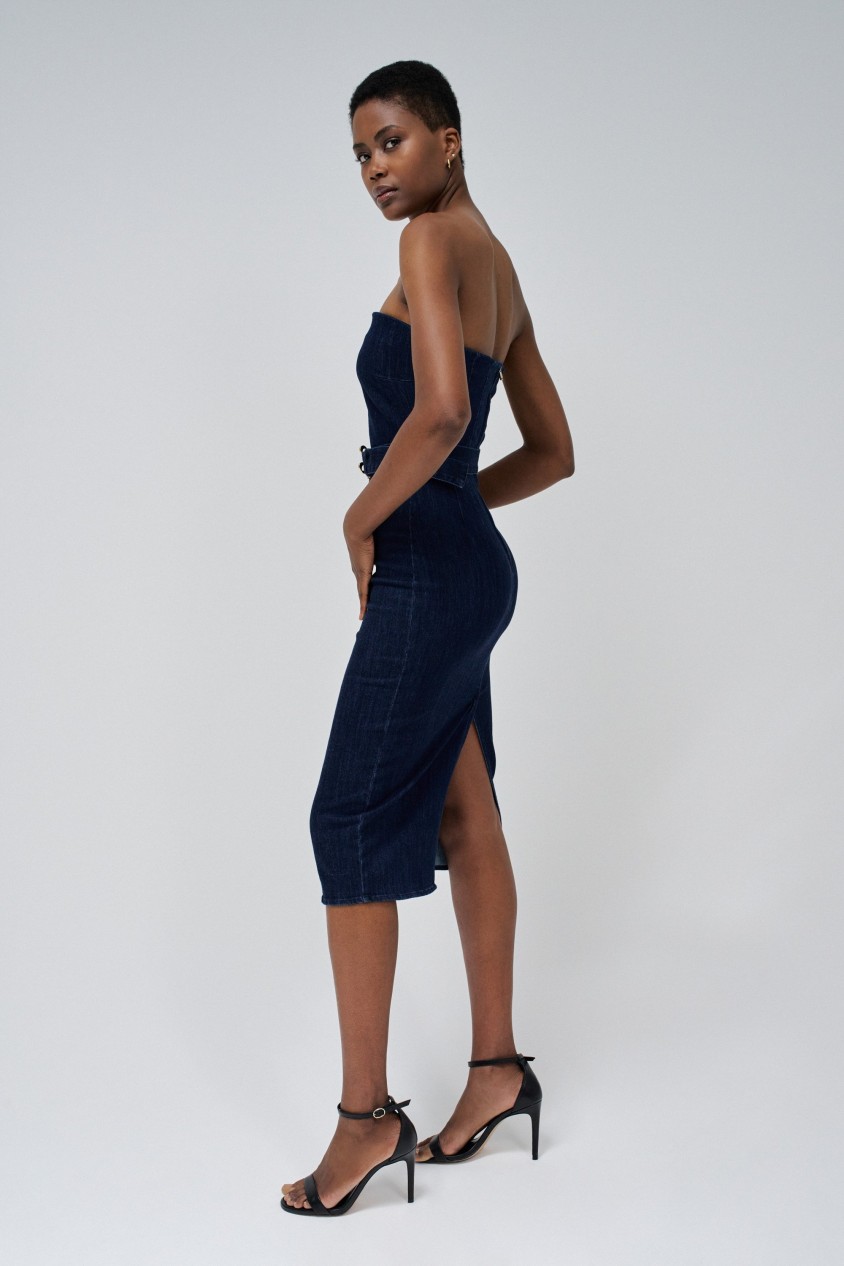 salsa denim dress Salsa Jeans 21008677 Sleeveless Midi DRESS Blue XL Woman