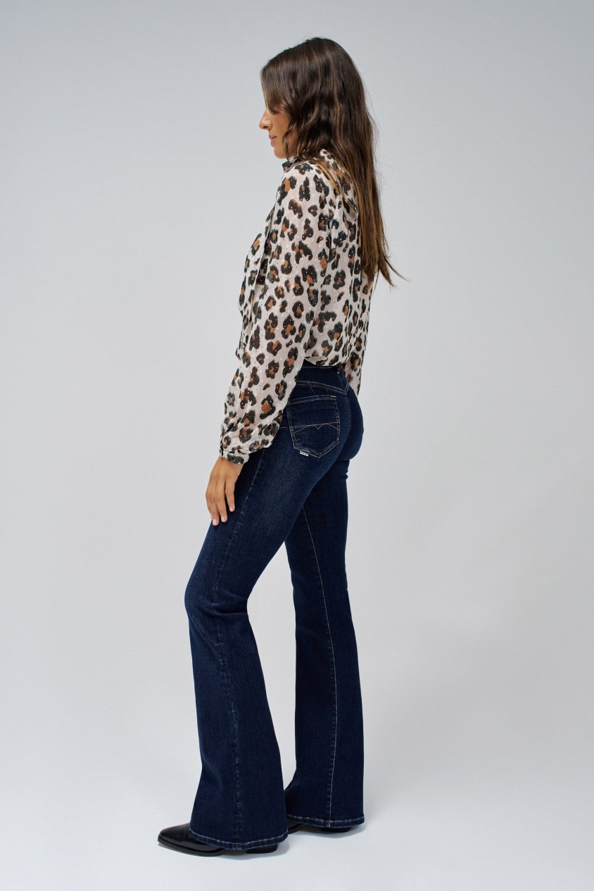 【WONDER WONDER】Zenpo Point Damage Ripped Bootcut Denim Pt JEANSPUSH UP - SALSA JEANS