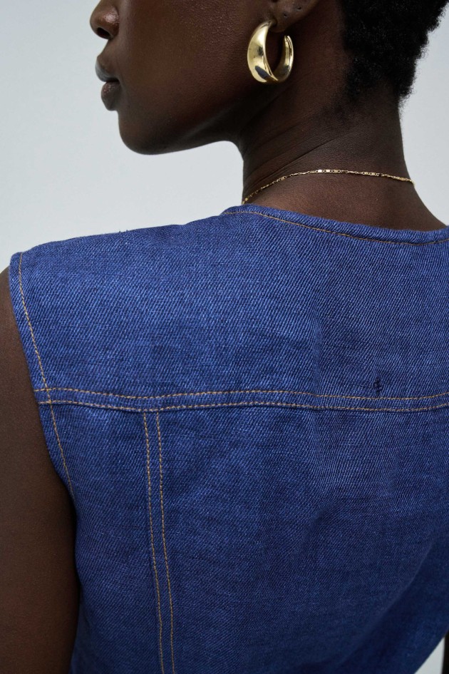 VESTIDO MIDI ÍNDIGO EN LINO