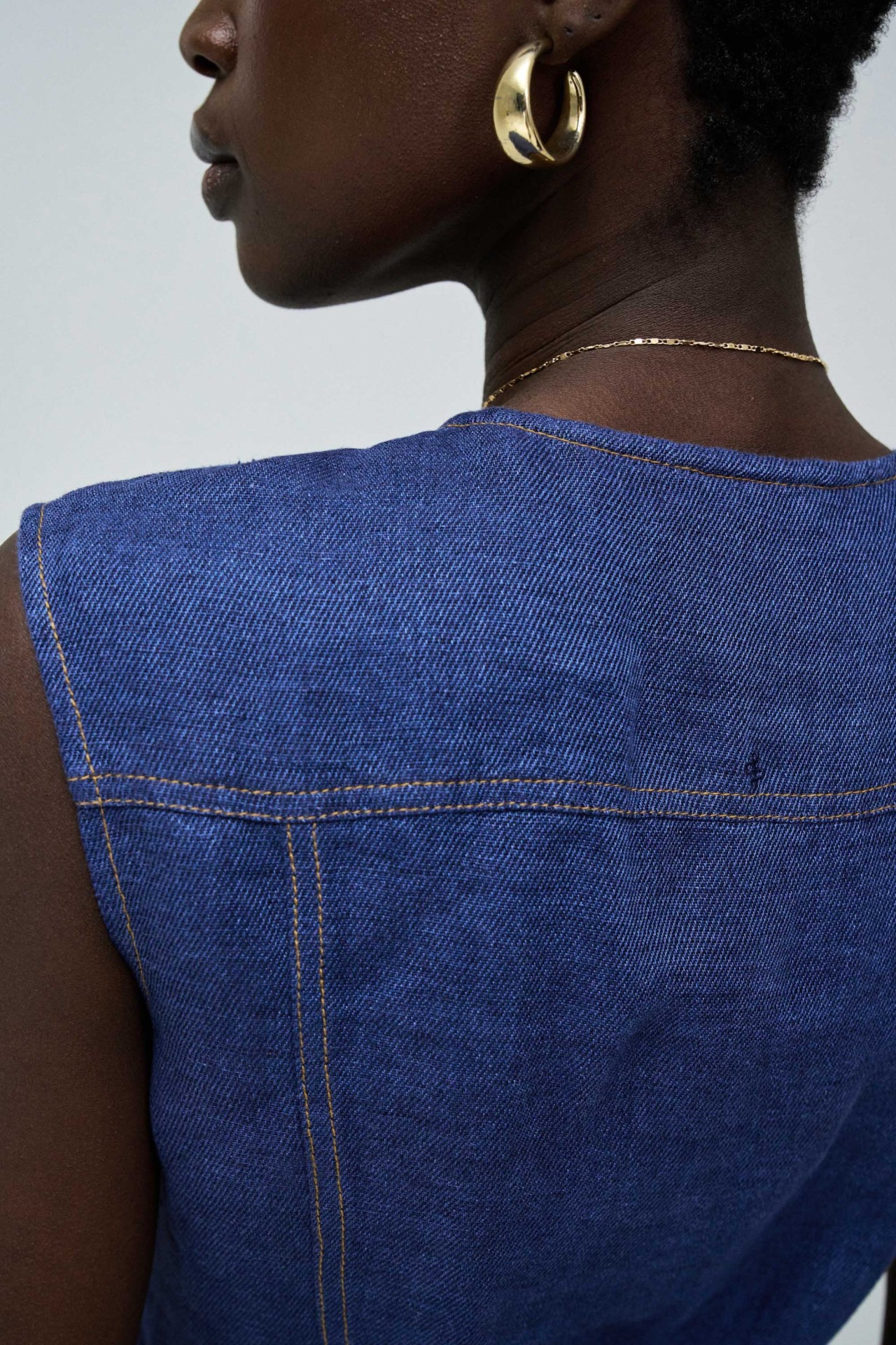 KLEID MIDI INDIGO AUS LEINEN