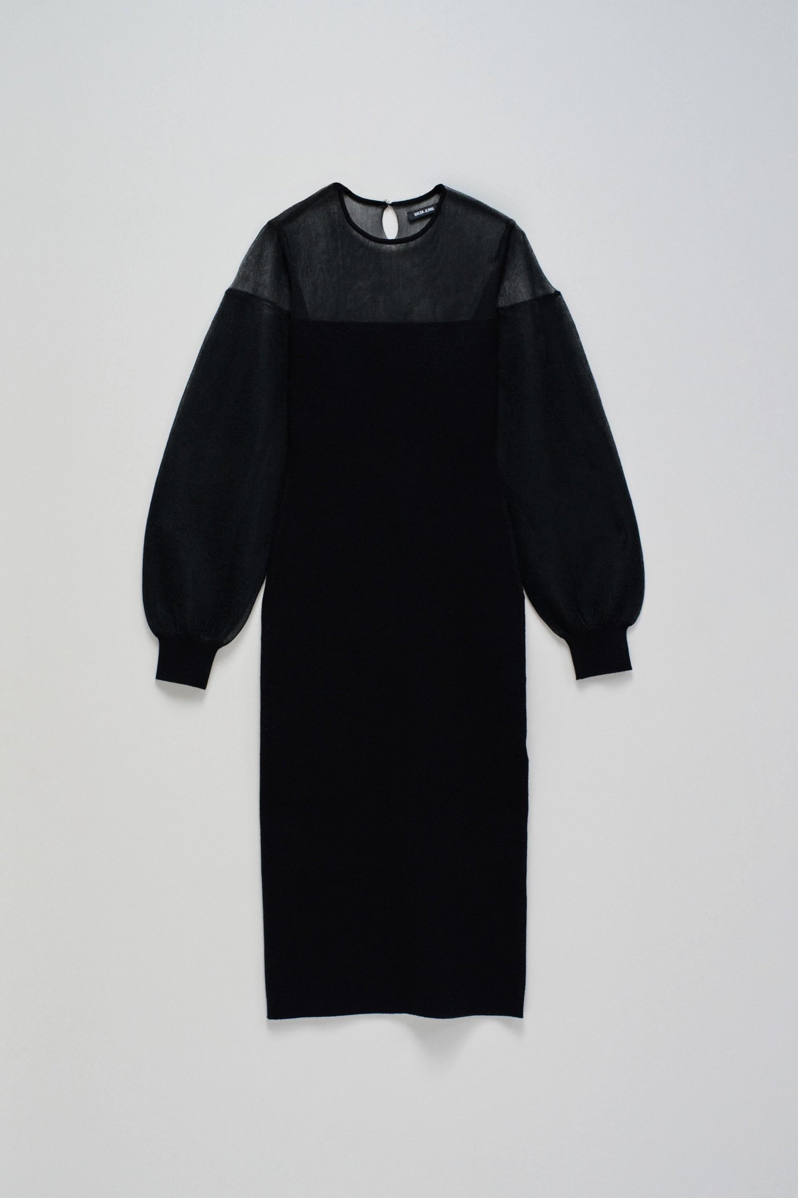 VESTIDO JUSTO DE MALHA COM TRANSPARÊNCIAS