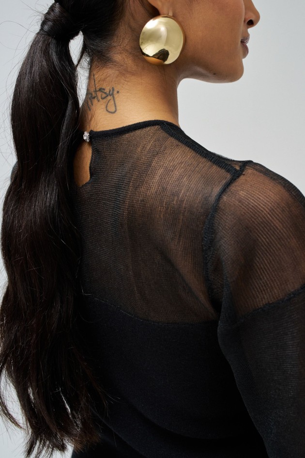 ROBE FOURREAU EN MAILLE AVEC TRANSPARENCES