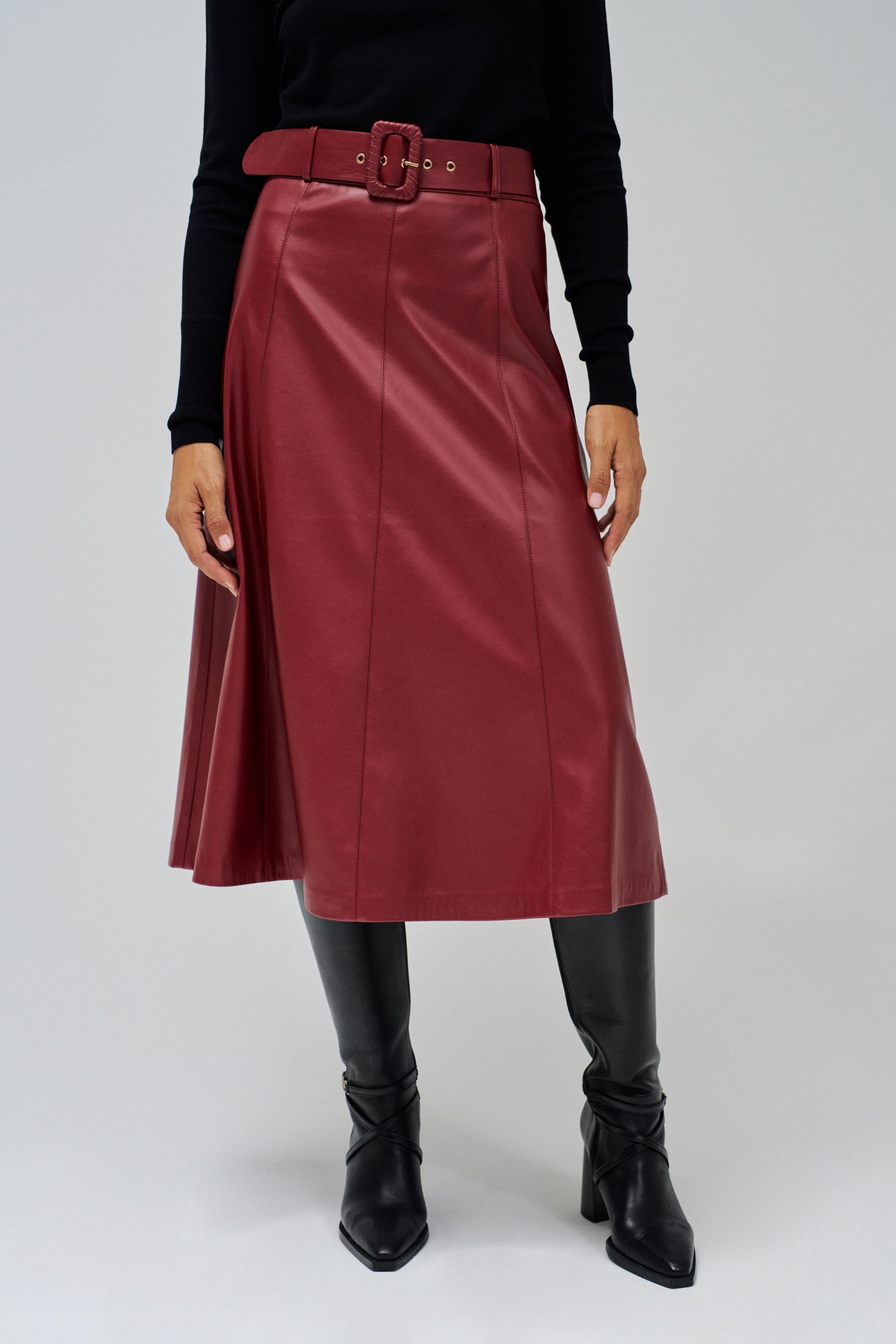 Falda Polipiel Falda Efecto Piel Cinturon Zara FALDASREGULAR SALSA