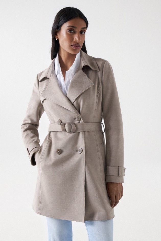 SUEDE EFFECT TRENCH COAT