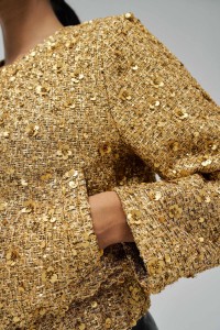 GOLDEN BOMBER JACKET WITH SEQUINS
