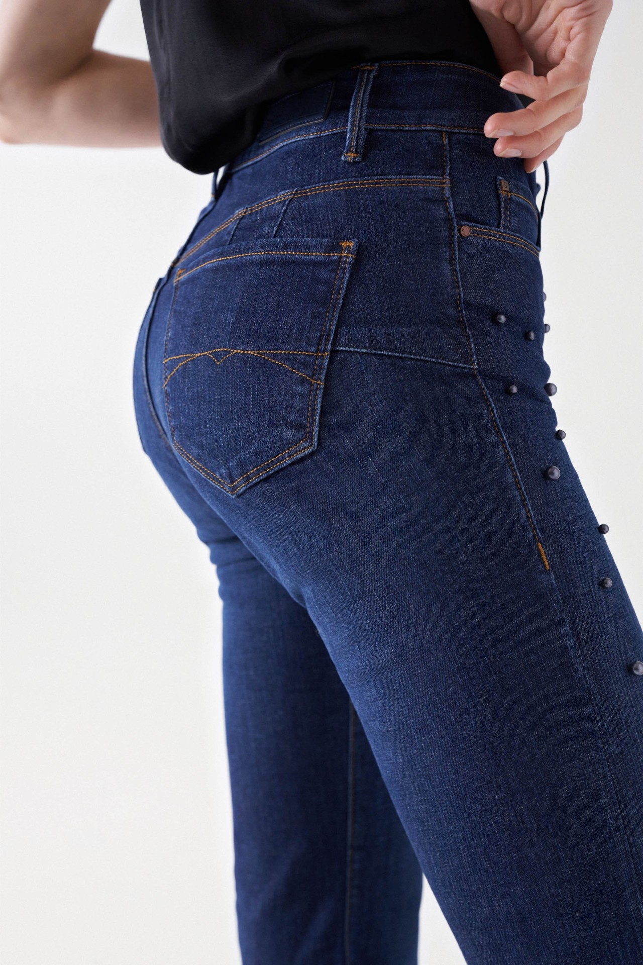 DESTINY PUSH UP FLARE DENIM JEANS WITH PEARLS