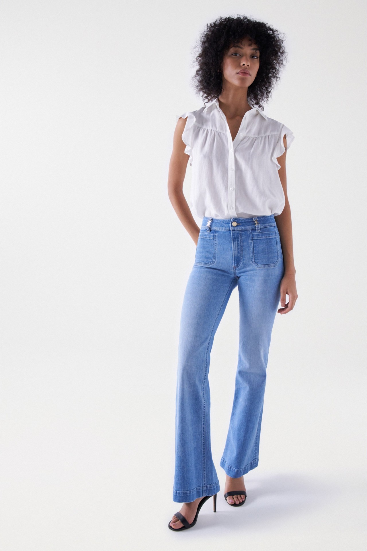 DESTINY PUSH UP FLARE DENIM JEANS WITH POCKETS