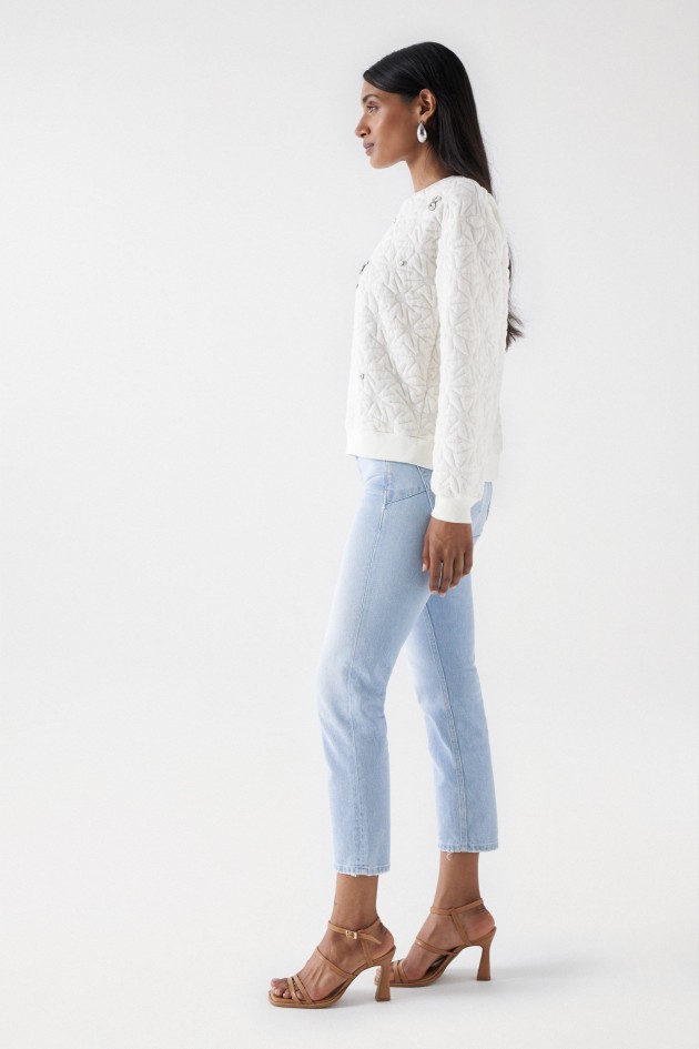 TEXTURED SWEATSHIRT WITH GLITTERY APPLIQUÉS