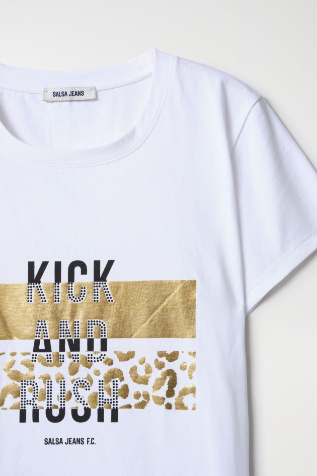 T-SHIRT DE FUTEBOL DETALHES DOURADOS