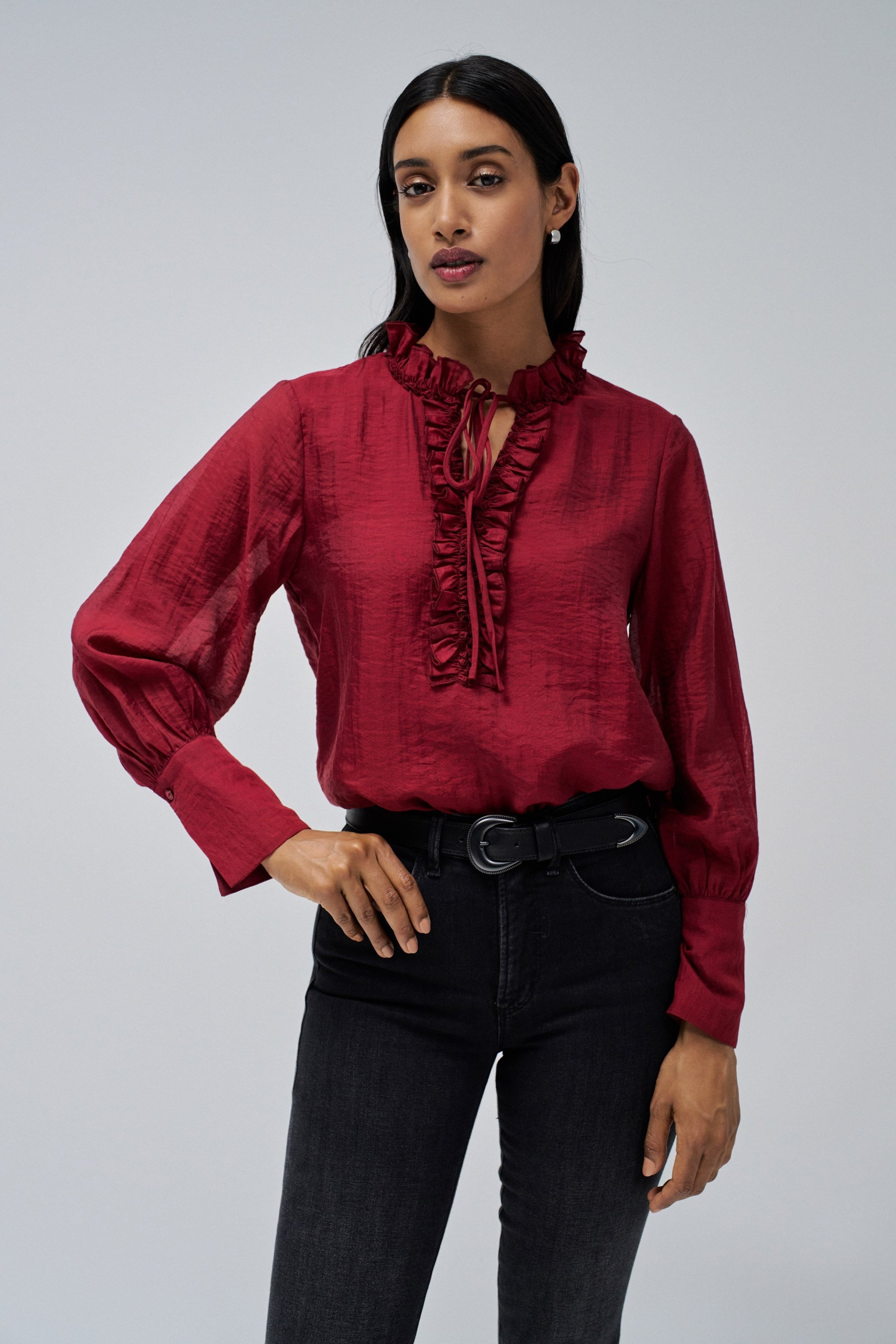 Blouses Blusa De Vestir Roja Blusa Dos Colores Blusa Roja