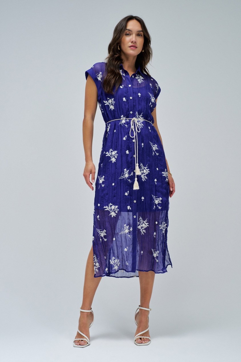 SHIRT DRESS WITH EMBROIDERY