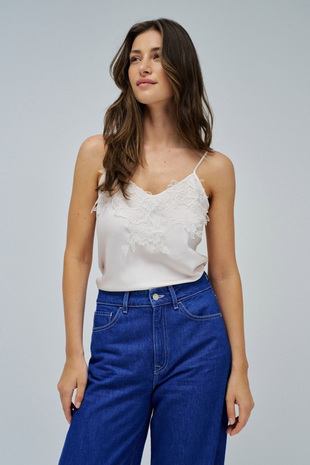 SATIN TOP WITH LACE