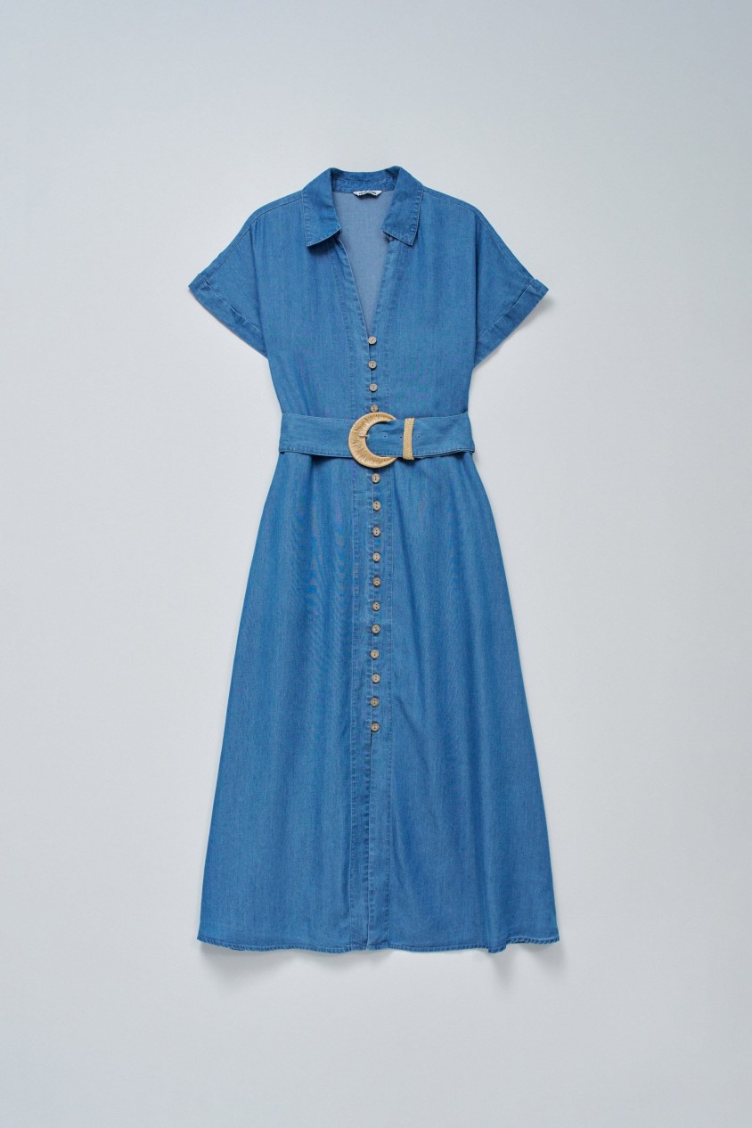 VESTIDO MIDI EM LIGHTDENIM
