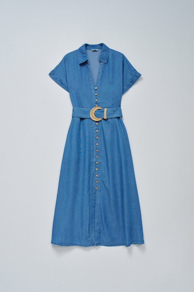 VESTIDO MIDI EN LIGHTDENIM