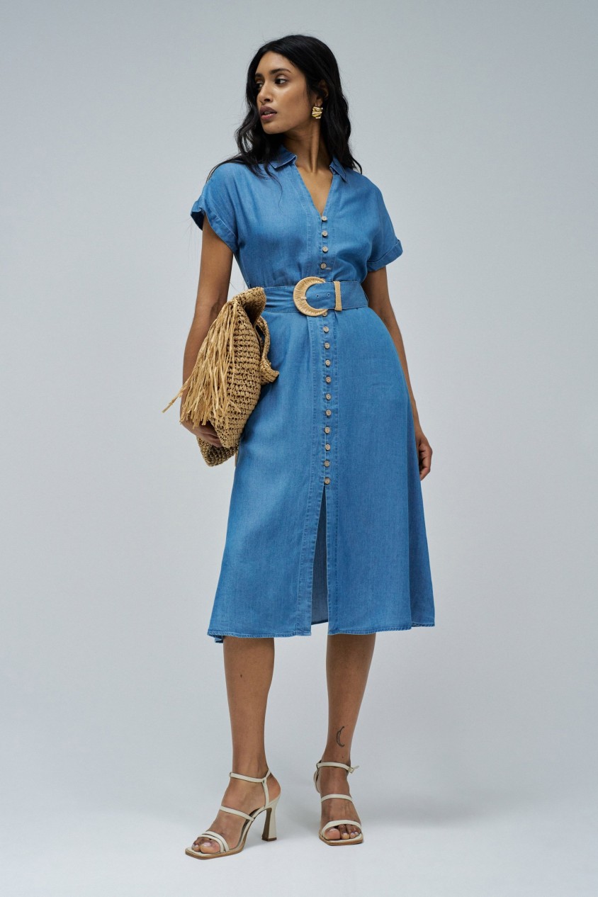 MIDI-KLEID IN LIGHTDENIM