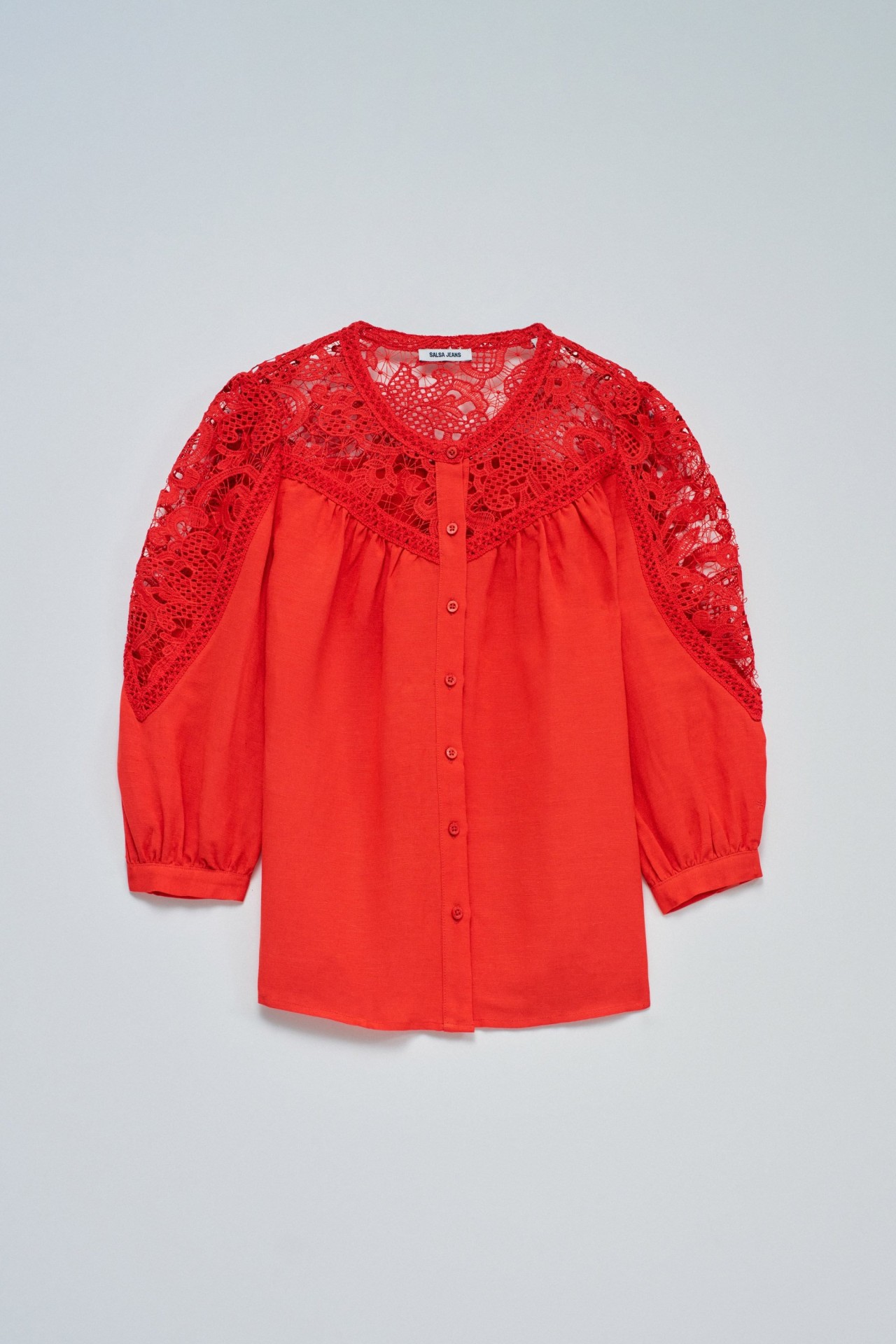 LINEN SHIRT WITH LACE