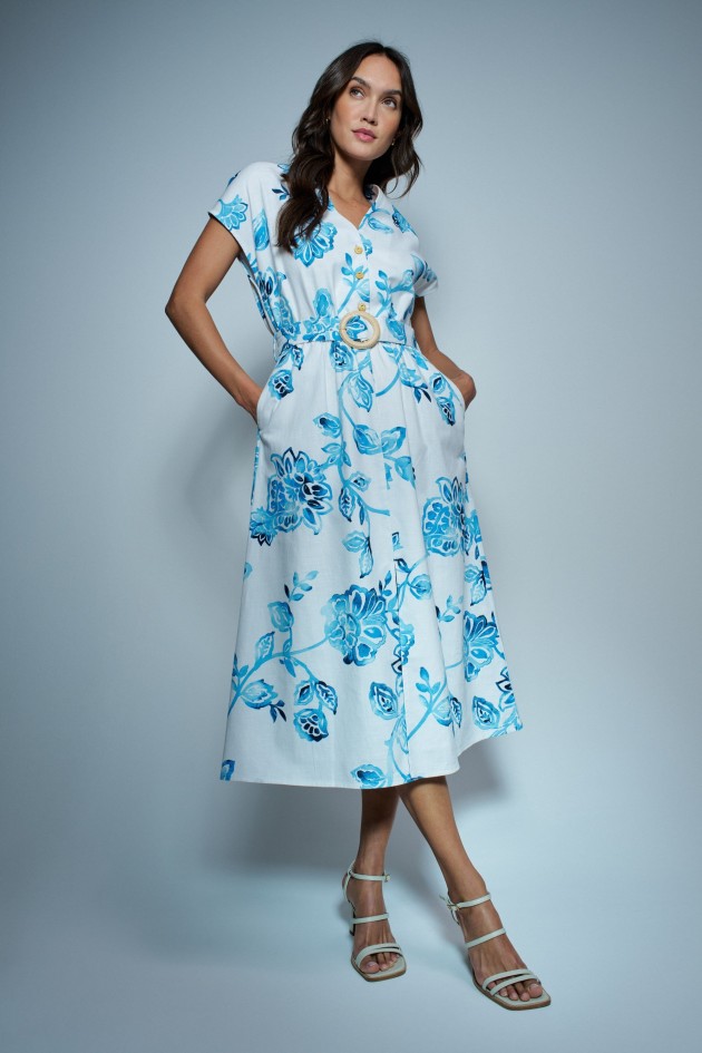 VESTIDO CAMISEIRO COM ESTAMPADO FLORAL