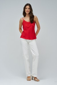 SATIN TOP WITH LACE